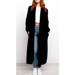 Black Oversized Long Cardigan Sweater